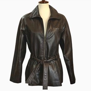 Colebrook & Co. Women's Genuine Leather Jacket Belted.. Brown. Size S